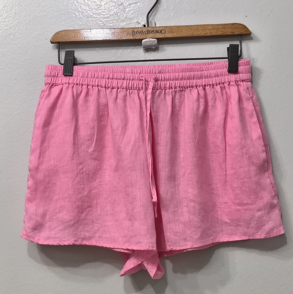 L*SPACE Linen Shorts Pink Size Medium Beach Coastal Luxury Minimalist Lounging